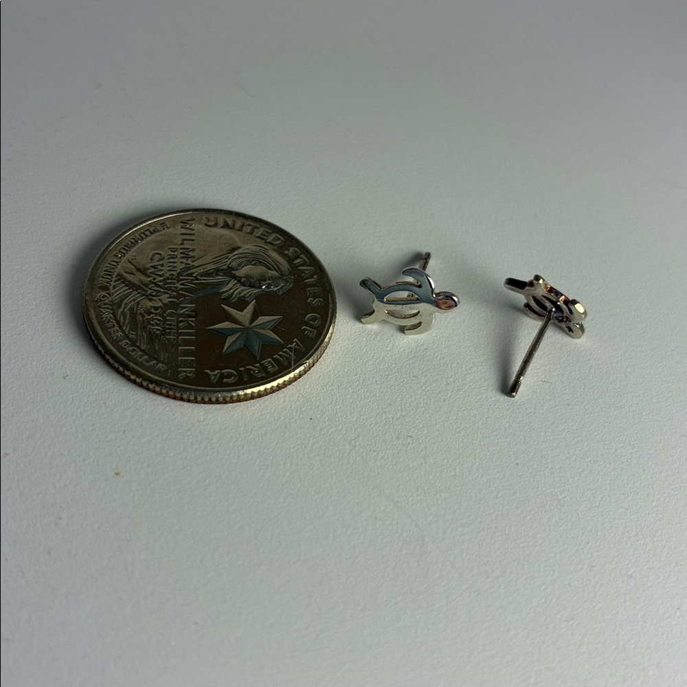 Sterling Silver Tiny Turtle Stud Earrings - image 4